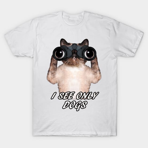 CAT SPYING DOGS T-Shirt by candaten